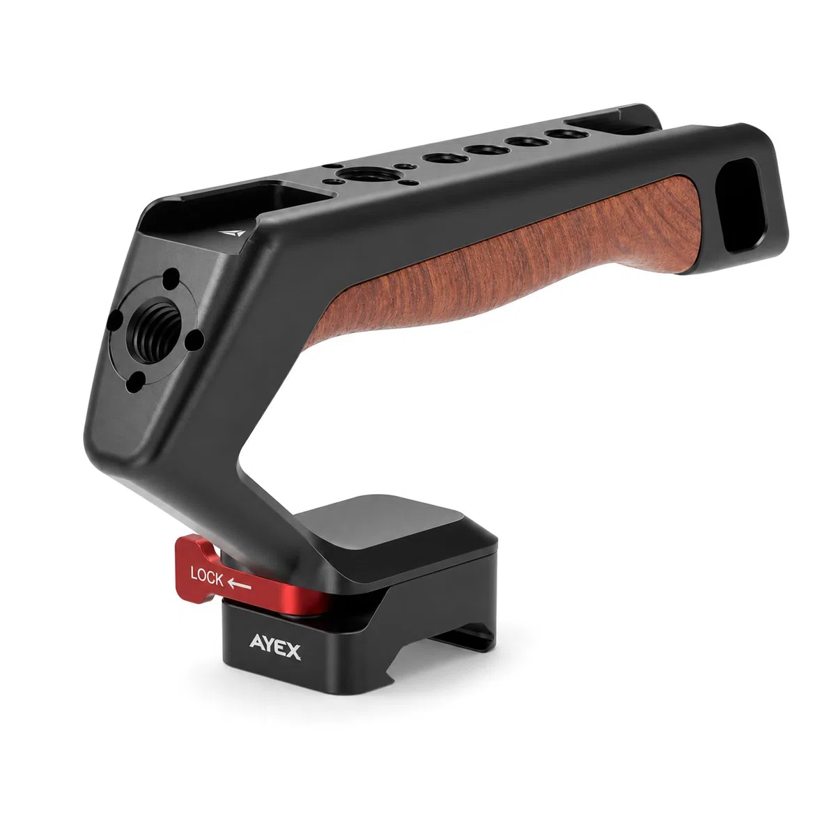 ayex NATO Top Handle z drewnianym uchwytem do kamer i platform wideo, szybkie zapięcie, aluminium, 1/4", 20 i 3/8 cala, 16 gwinty, akcesoria do butów