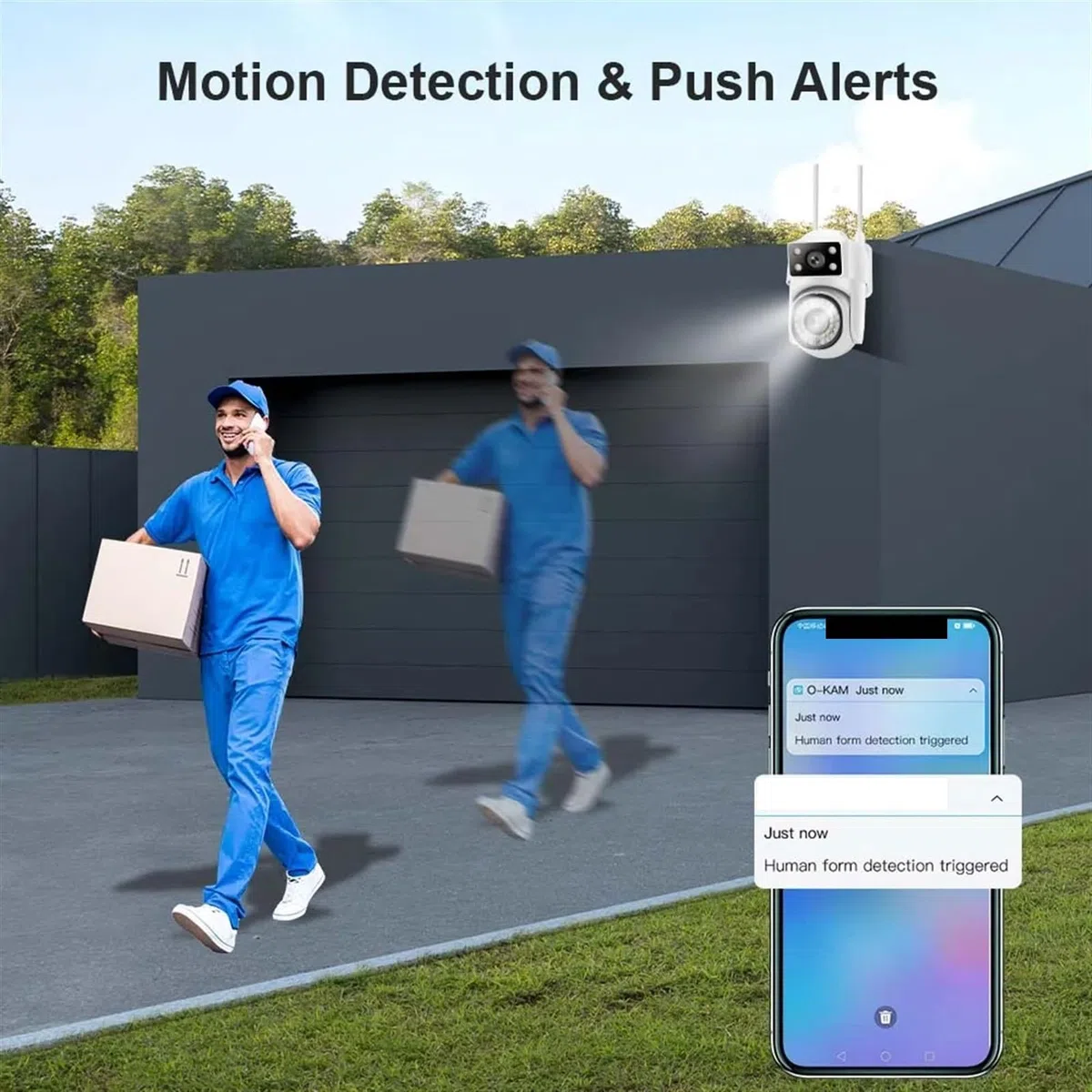 Kamery Monitoringu, Kamera IP 8MP 4K podwójny obiektyw AI śledzenie 5G kamera monitoringu wi-fi inteligentna ochrona kamera CCTV zewnętrzne kamery monitorujące PTZ(4MP Add 128GB)