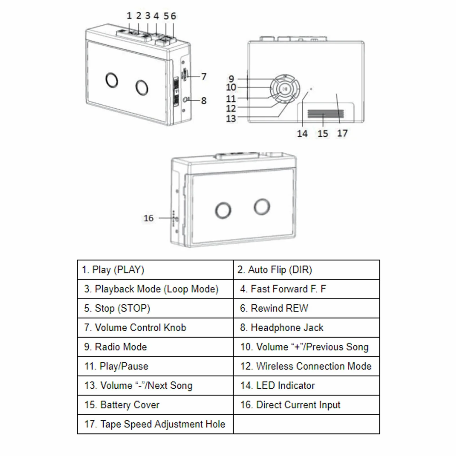 Przenośny magnetofon kasetowy, kompaktowy zabytkowy magnetofon kasetowy BT 5.0 z gniazdem słuchawkowym 3,5 mm i funkcją radia FM, zasilany prądem stałym 5 V lub baterią AA