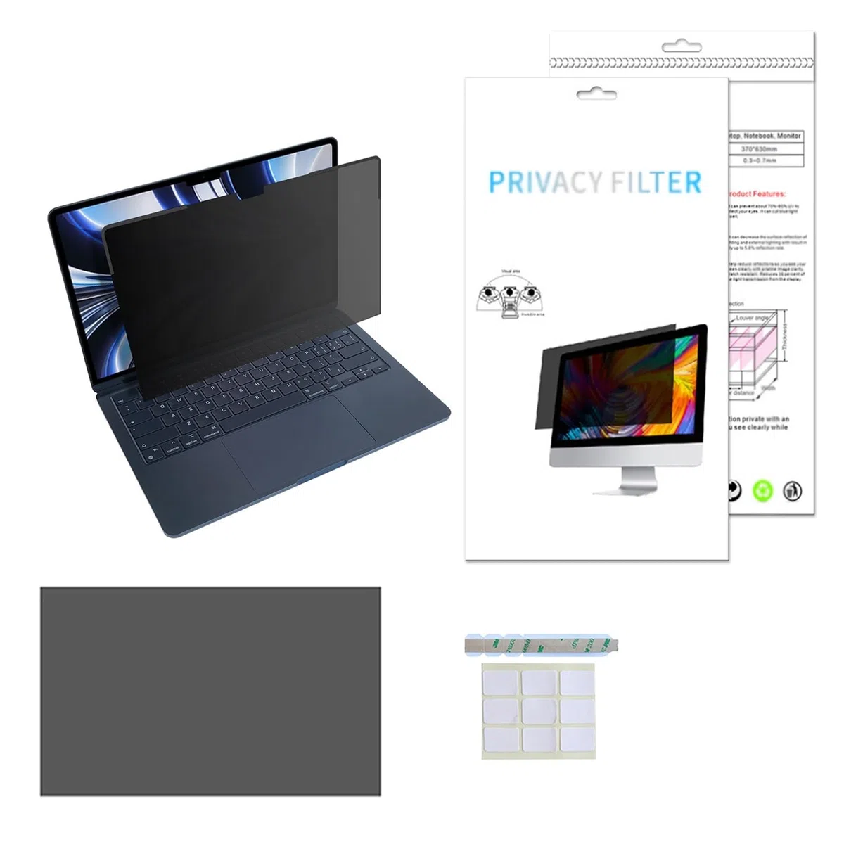 Filtr prywatyzujący do monitora komputerowego 11,6-27 cali, filtr antyrefleksyjny, akcesoria biurowe ZXGZBDY(27 cali / 59,8 x 33,7 cm)