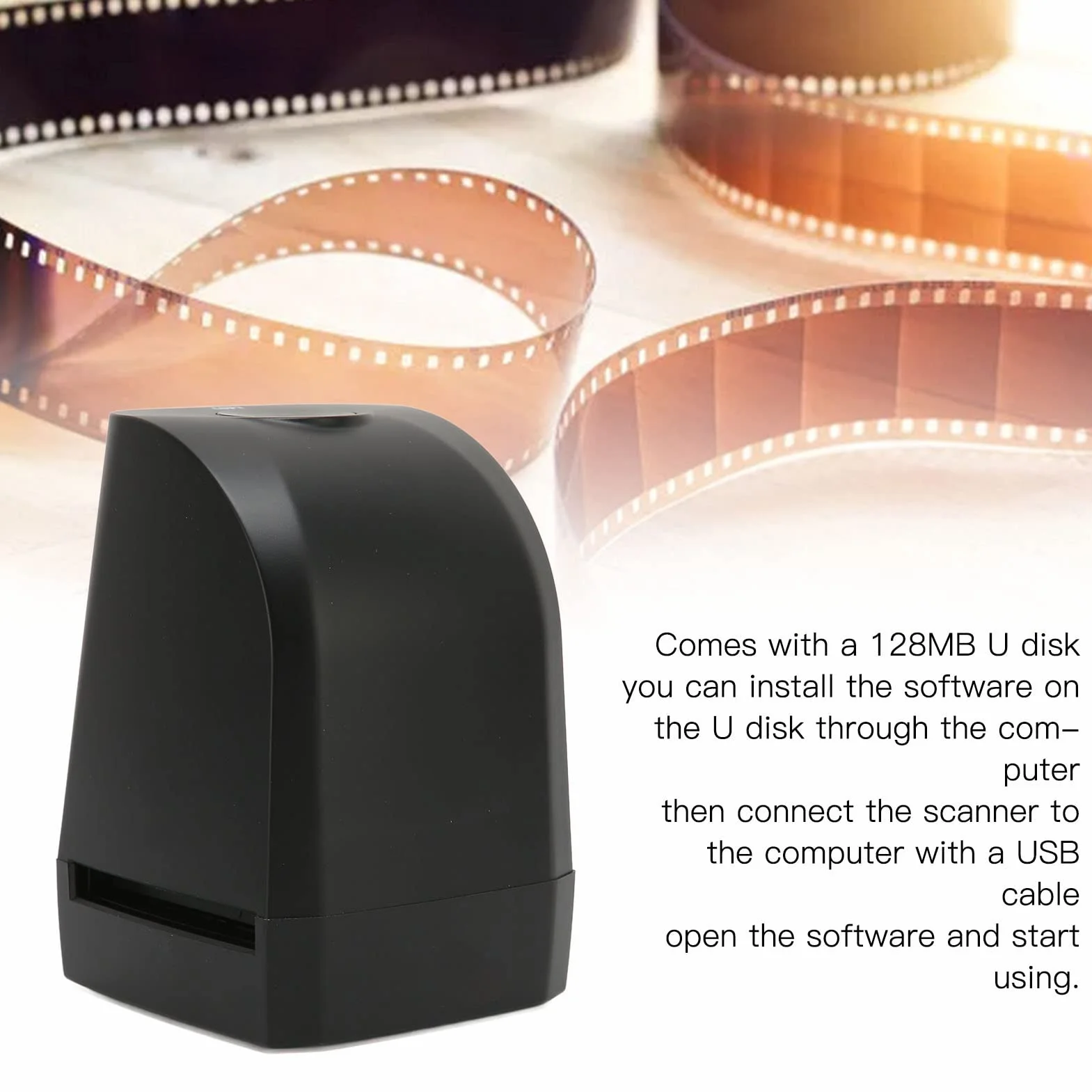 Skaner Slajdów Filmowych, Skaner Slajdów Negatywowych 35 Mm, z matrycą CMOS 8 MP Przenośny Konwerter Skanera Negatywów Filmowych Zdjęcia Cyfrowe Jpeg Załaduj Adaptery Do Filmów