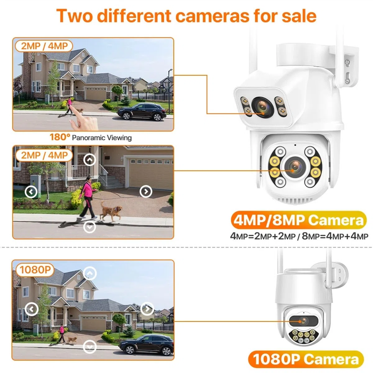 Kamery Monitoringu, Kamera PTZ z dwoma obiektywami 8MP 4K kamera monitorująca podwójny ekran bezpieczeństwo Portection automatyczne śledzenie 1080P kamera CCTV bezpieczeństwa(1080P With 32GB)