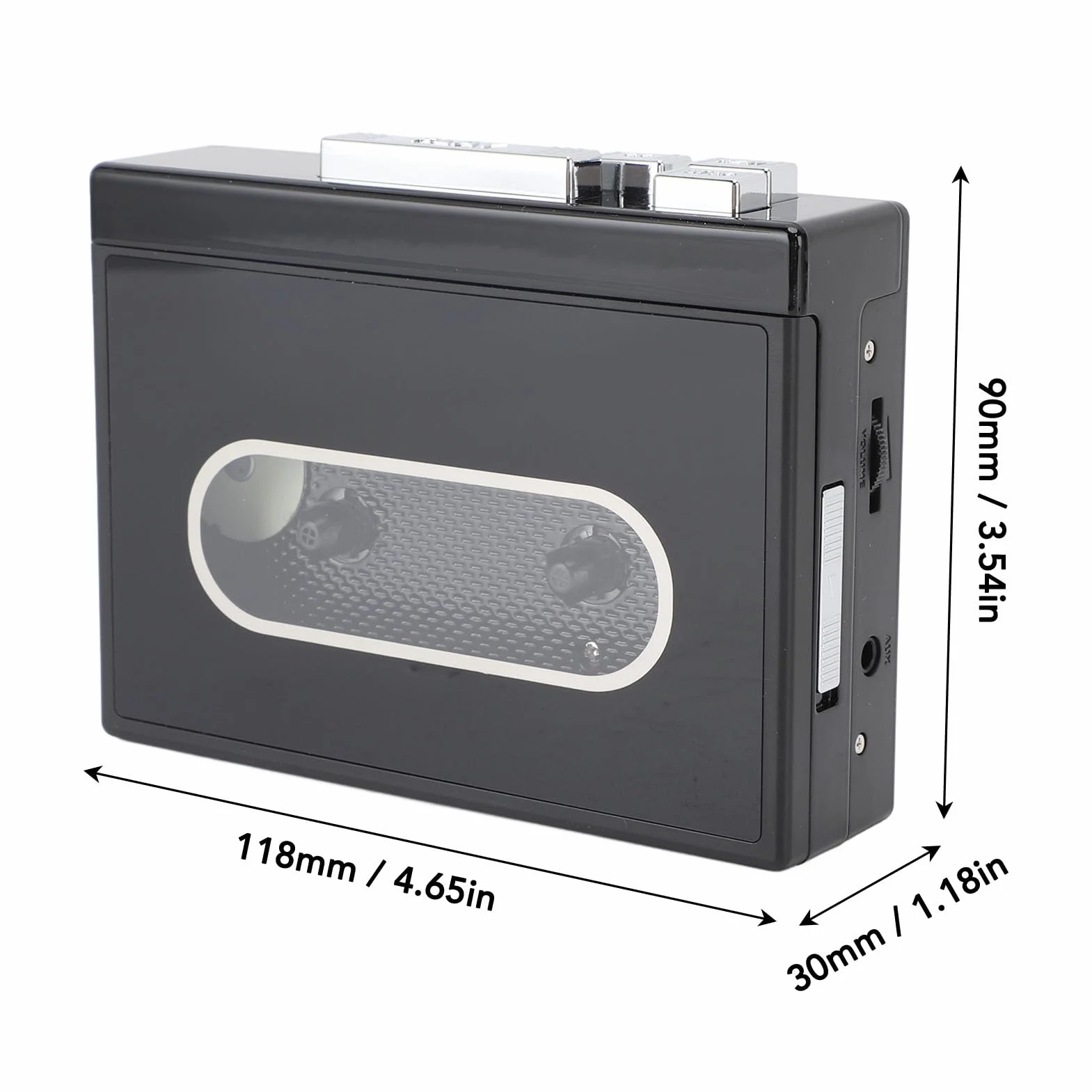 Przenośny magnetofon kasetowy, kompaktowy zabytkowy magnetofon kasetowy BT 5.0 z gniazdem słuchawkowym 3,5 mm i funkcją radia FM, zasilany prądem stałym 5 V lub baterią AA
