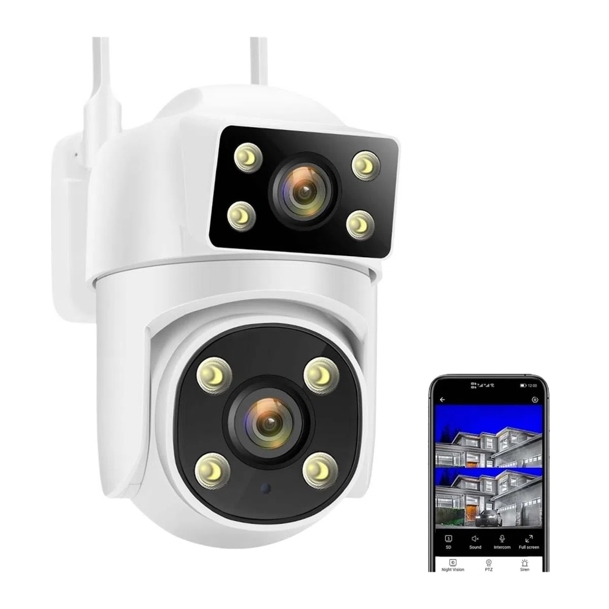 Kamery Monitoringu, Kamera IP 8MP 4K podwójny obiektyw AI śledzenie 5G kamera monitoringu wi-fi inteligentna ochrona kamera CCTV zewnętrzne kamery monitorujące PTZ(4MP Add 128GB)