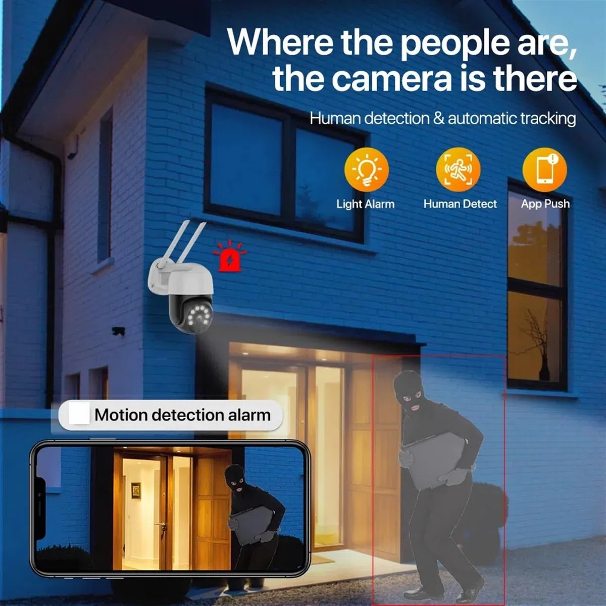Kamera bezpieczeństwa, 4K 8MP kamera PTZ IP zewnętrzna HD 5MP bezprzewodowa Wi-Fi automatyczne śledzenie nadzór wideo 1080P telewizji przemysłowej bezpieczeństwa P2P ICSee(1080P Camera)