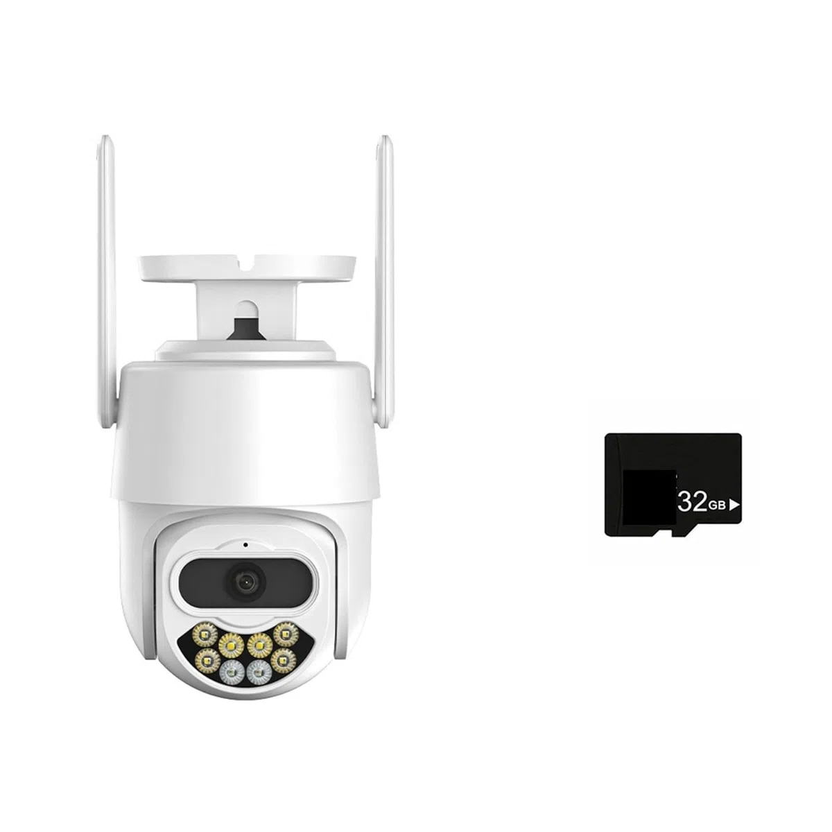 Kamery Monitoringu, Kamera PTZ z dwoma obiektywami 8MP 4K kamera monitorująca podwójny ekran bezpieczeństwo Portection automatyczne śledzenie 1080P kamera CCTV bezpieczeństwa(1080P With 32GB)