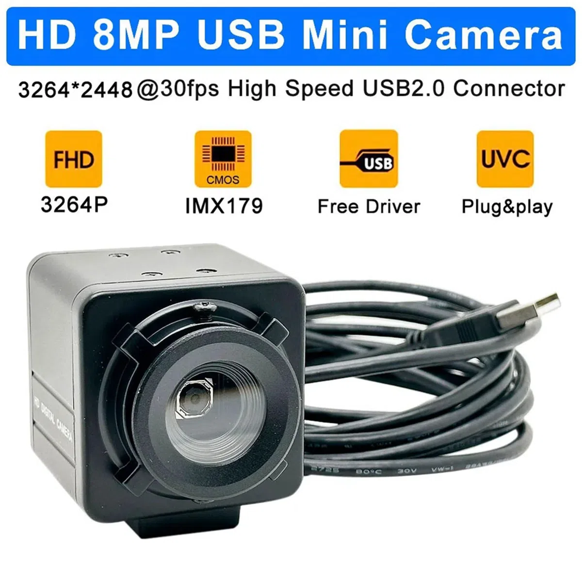 2X przemysłowa kamera internetowa USB 4K do komputerów i laptopów kamera USB z automatycznym ustawianiem ostrości 8 MP czujnik IMX179 OTG UVC podłącz i używaj